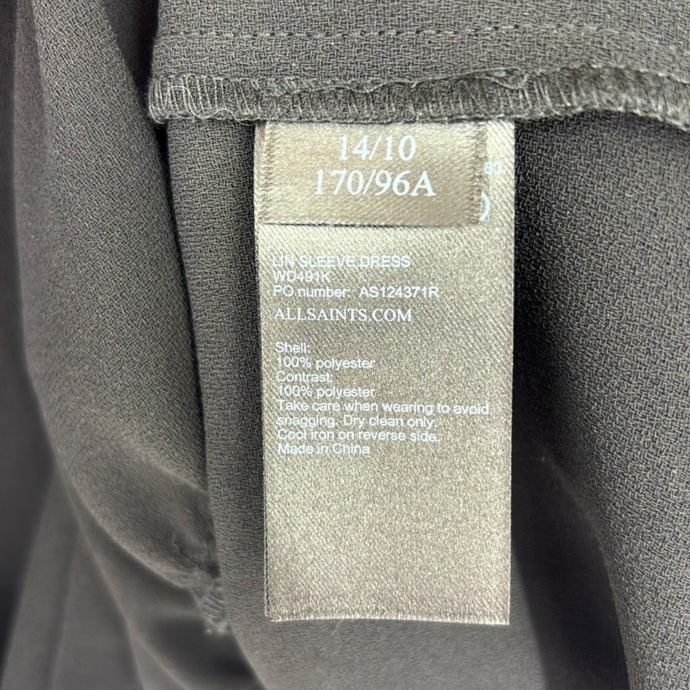 ALL SAINTS Lin Long Sleeve Dress Women’s Size 10 in Black in EUC! - Picture 5 of 8